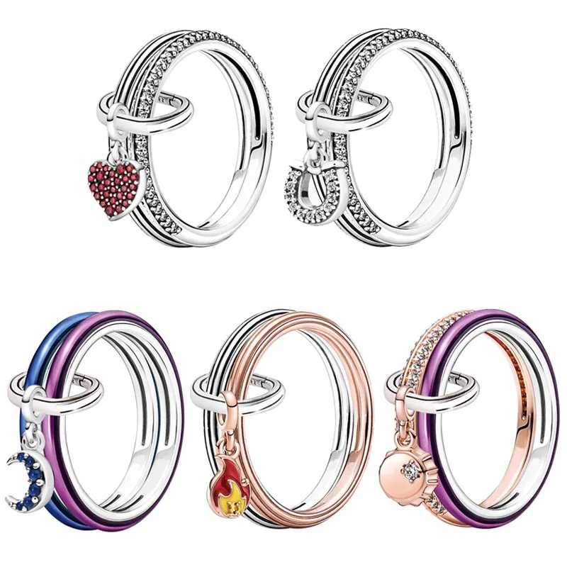 Den nya populära 925 Sterling Silver Modeling Ring älskar Lucky Horseshoe Pandora Ring Female Jewelry Gift