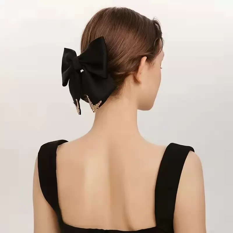 Barrettes Palace style high luxury bow hairpin design sense of elegance top head hair spring clip hair accessories