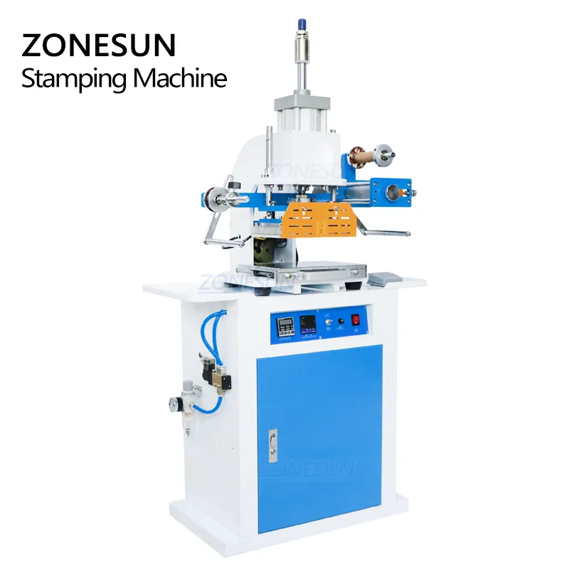 Zonesun ZSP-890C Värmepress Tillbehör Pneumatisk automatisk stämpelmaskin Läder Logotyp Creasing Machine Stamper High Speed ​​Card Präglingsmaskin