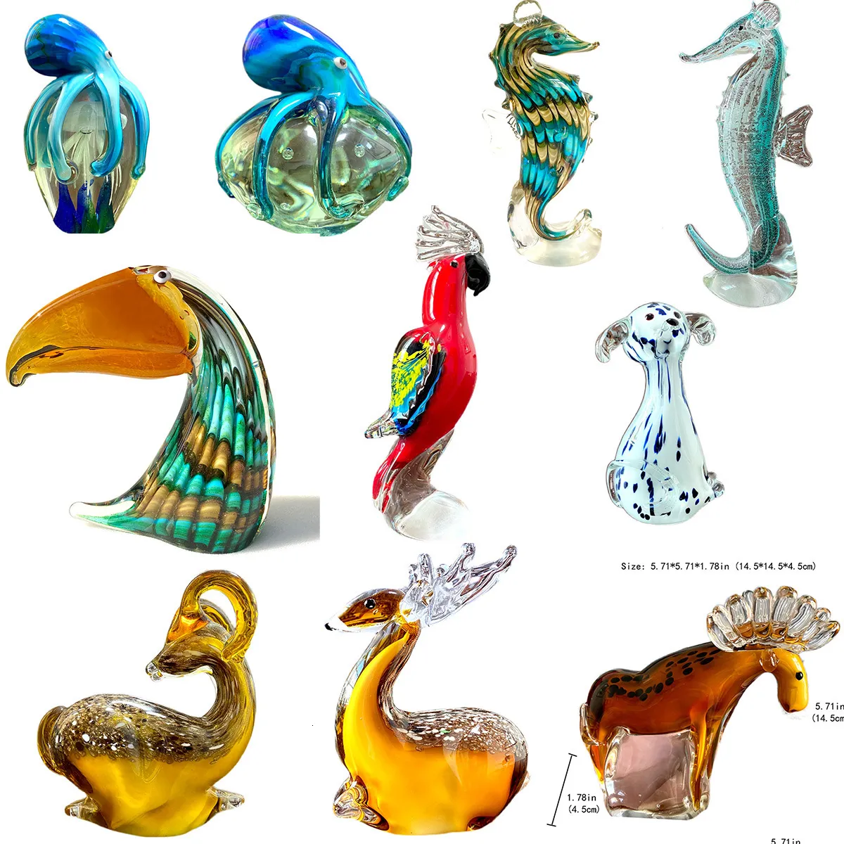 Objets décoratifs Figurines 24 Types Fait à la main Cristal Cerf Sika Verre soufflé à la main Animal Artisanat Mignon Animal de compagnie Enfants Cadeau de Noël Maison Table Décor 230221