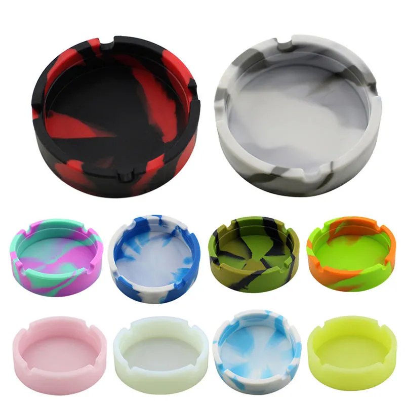 Camouflage Silicone Ashtrays Shatterproof Portable Pocket Round Square High Temperature Resistance Home KTV Restaurant Bar Office Cigarette Cigar Smoking