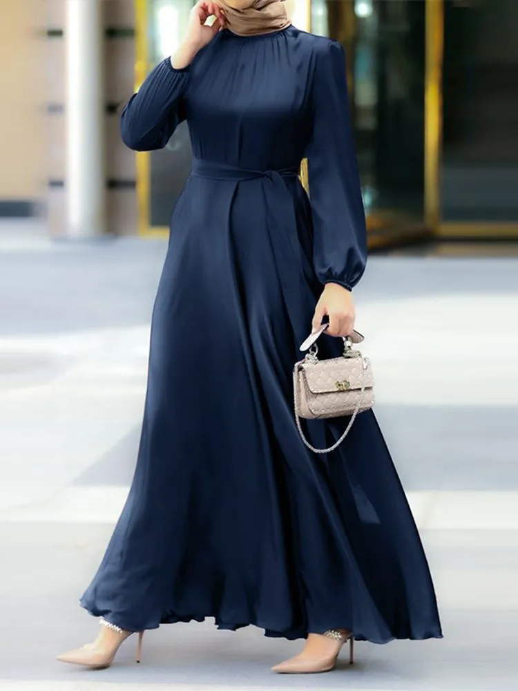 chinese dress ladies Long Sleeve Velour Gown with Scarf 12 / Merlot main image 1