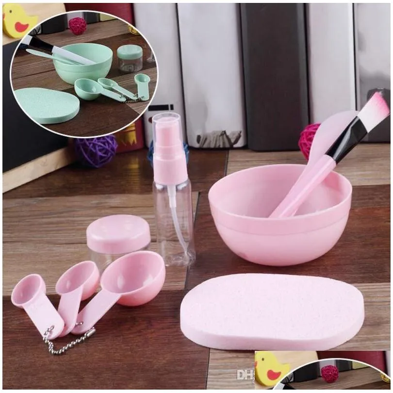 Sponges Applicators Cotton 9 In 1 Cosmetic Beauty Makeup Set Facial Mask Brush Bowl Refillable Bottles Face Clean Sponge Tool Kit Dhkos