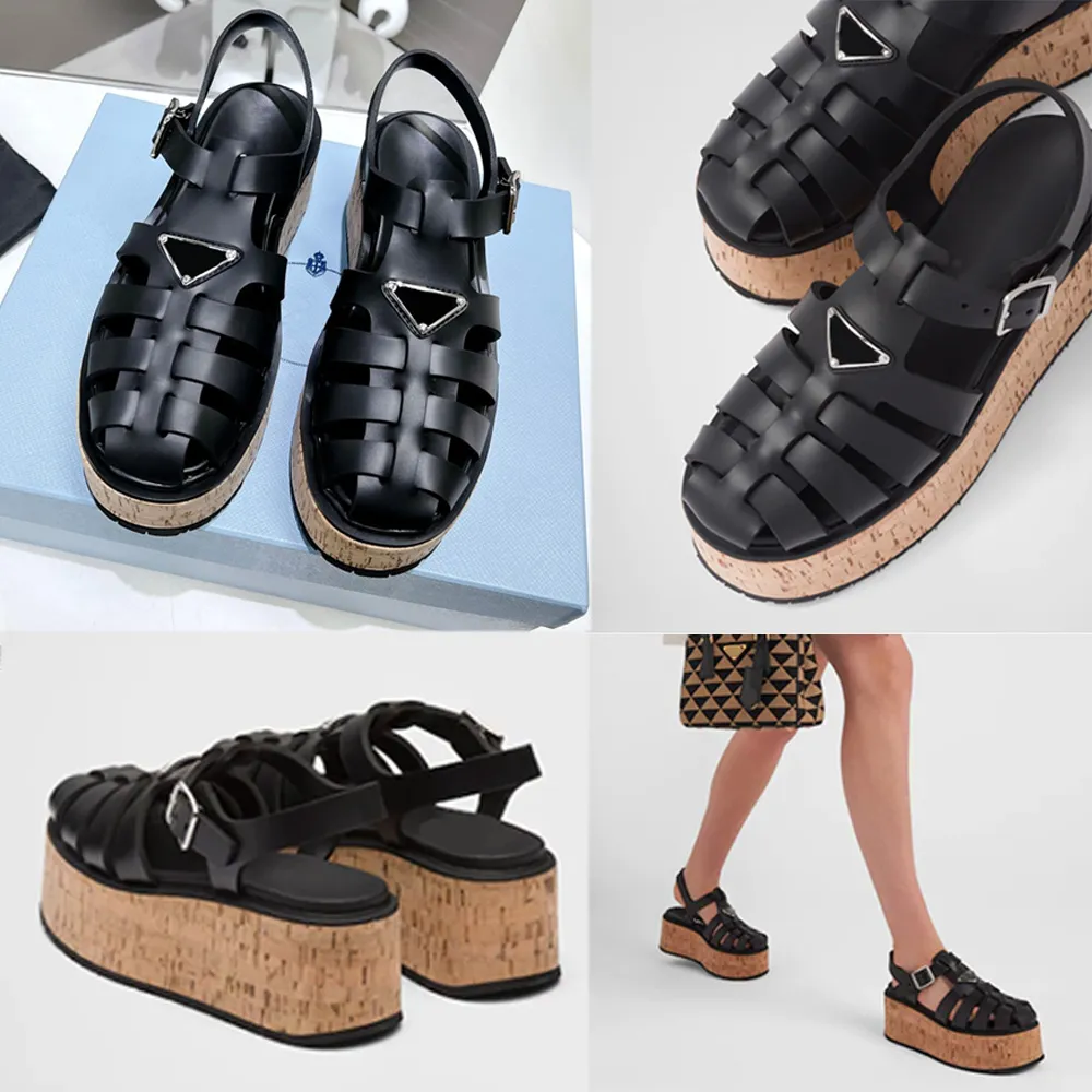 Sandalias con plataforma de goma Estos zapatos con plataforma de corcho tienen un diseño grueso pero liviano Las sandalias de playa vintage se ven frescas e interesantes sandalias de diseñador