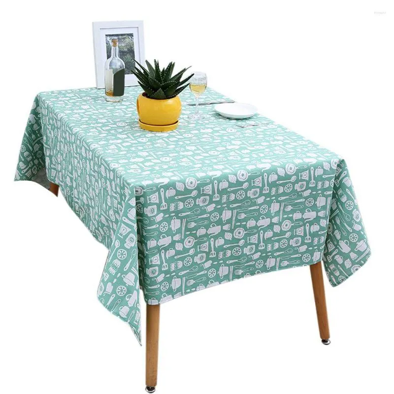 Nappe de table coton lin tissu Rectangle nappe ustensiles de cuisine motif maison salle à manger couverture