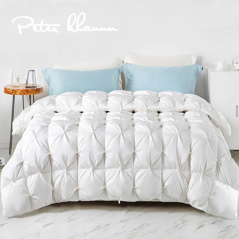 Sängkläder sätter Peter Khanun White Goose Down Filler 3D Bread DuvetQuiltComforter Winter Luxury Filtar 100% Cotton Shell 015 230221