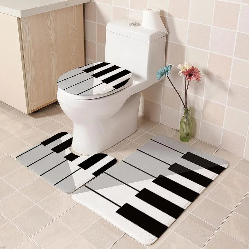 Siège de toilette couvre 3 pièces salle de bain tapis de bain ensemble tapis flanelle anti-dérapant douche tapis couvercle couverture chambre tapis tapis de sol