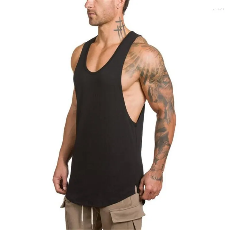 Herentanktops fitness top mannen stringer goud mouwloze bodybuilding spier shirt workout vest gyms onderhemd