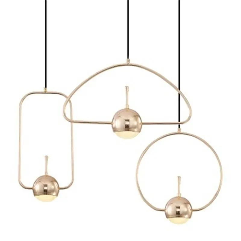 Lampes suspendues Ins Nordic Golden Lights Creative Minimalist Geometry Restaurant Bar Allée Corridor Designer Led Lamp FixturesPendentif