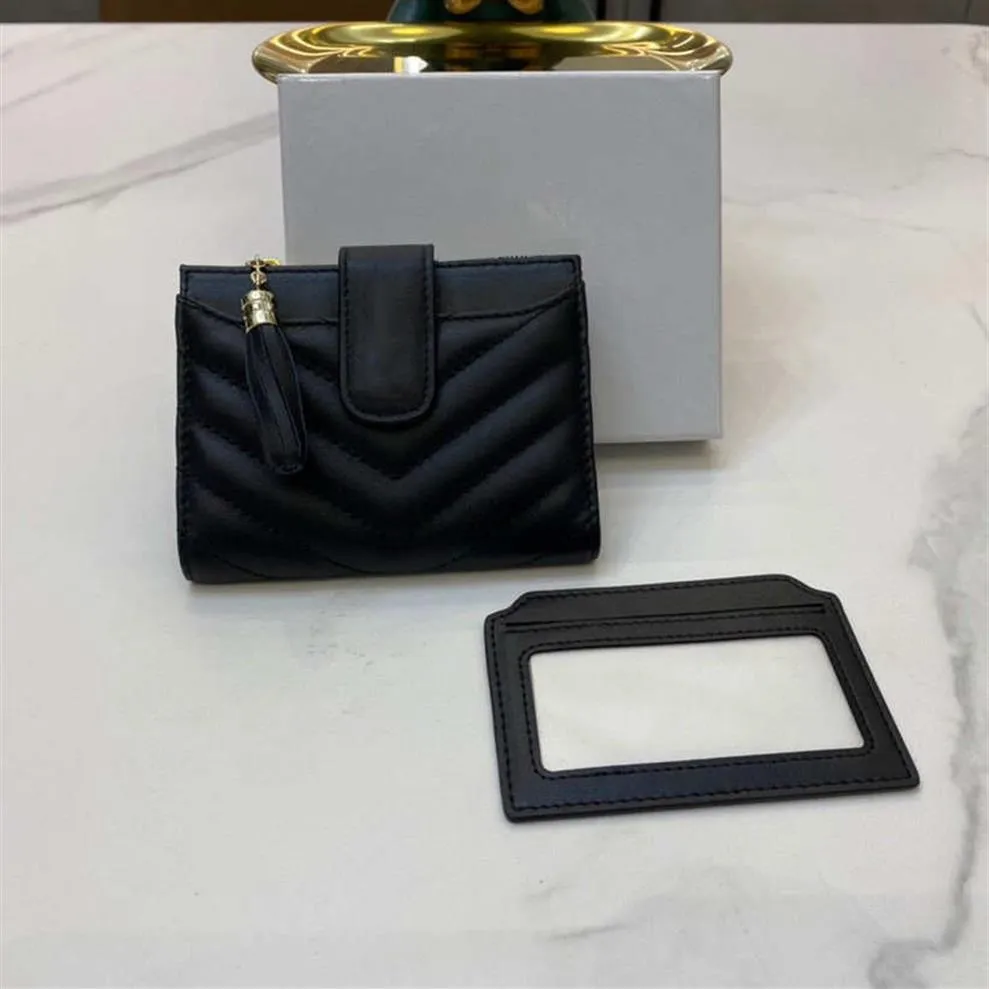 2021 Portefeuilles Designer de mode Lady Black Classic Caviar Portefeuille en cuir matelassé Petit porte-monnaie Femmes Embrayage avec boîte sl portefeui2610