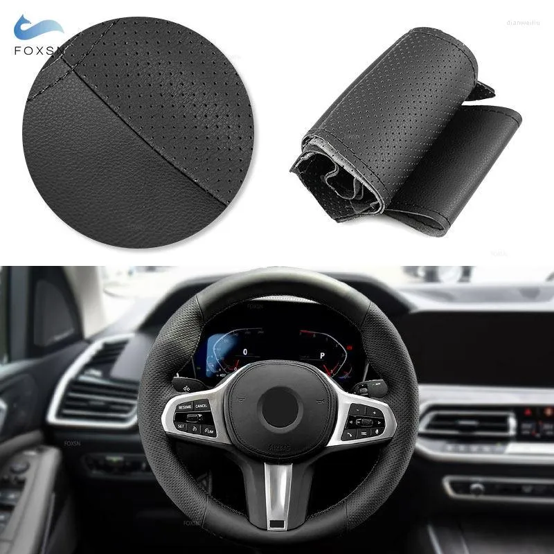 Coperchio del volante dello sterzo Accessori per auto in pelle nera Copertina Cucitura a mano per M Sport G30 G32 G20 G11 G01 G02 G05 G07 G14 G15 G16