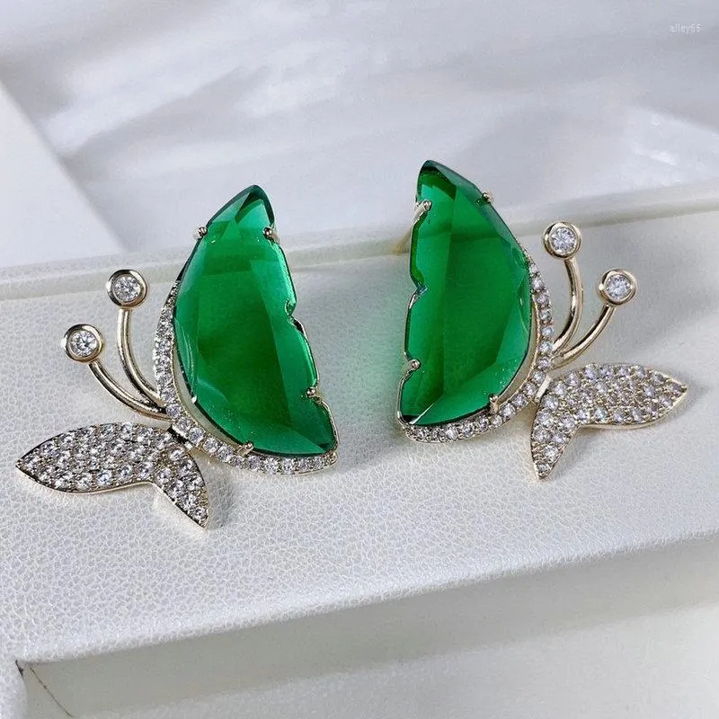 Kolczyki Dangle Bilincolor moda zielone kolczyki motyli dla kobiet przyjęcie weselne