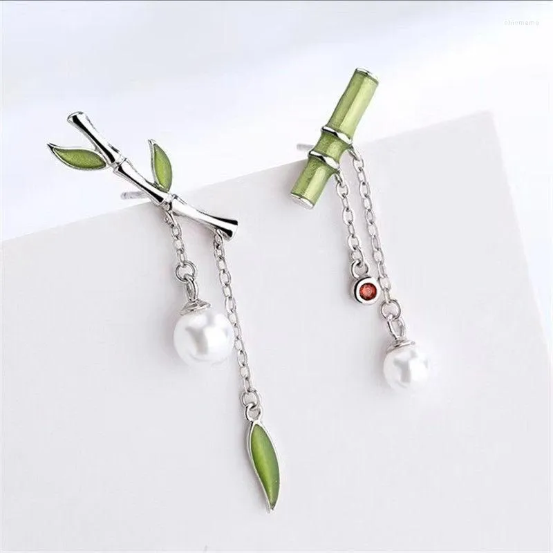 Boucles d'oreilles en bambou 2023 pour femmes, Style chinois rétro asymétrique, petites boucles d'oreilles fraîches