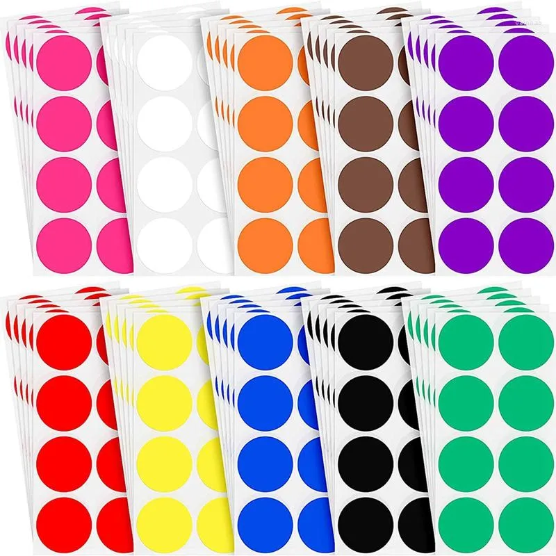 Enveloppe cadeau - 2 pouces Colorant couleur ronde autocollant 10 couleurs assorties Circle Dot Étiquettes autocollantes colorées auto-adhésives (400)