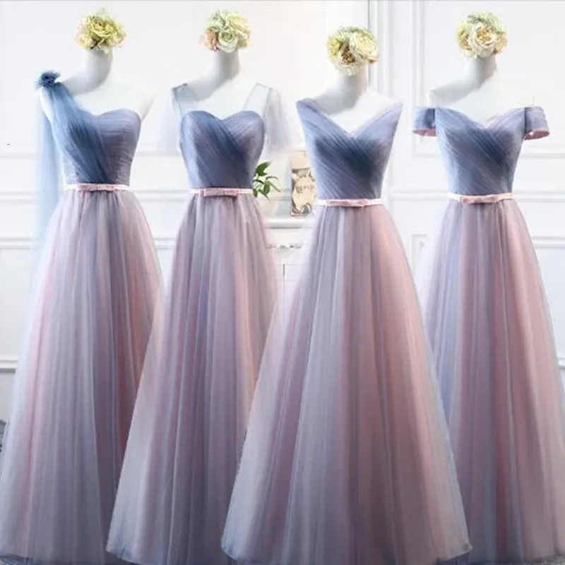 Festklänningar aline lång ärmlös brudtärna golvlängd enkel tyll vestidos kjol prom klänning 230221