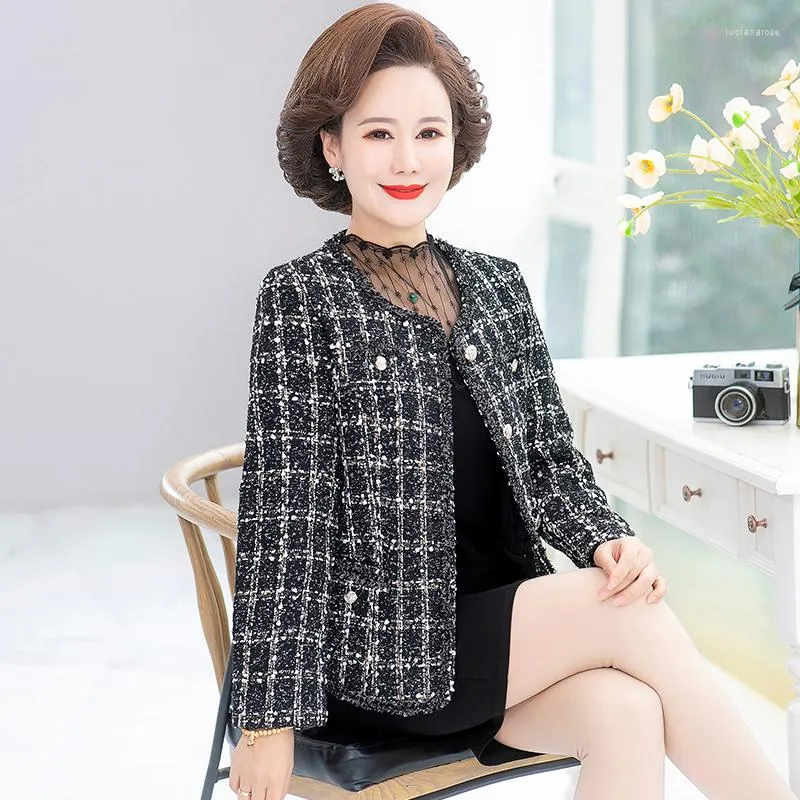 Women's Jackets Fashion Korean Chic Vintage Tweed Woolen Jacket Coat Women Autumn Single Breasted Plaid Tassel Office Lady Outwear