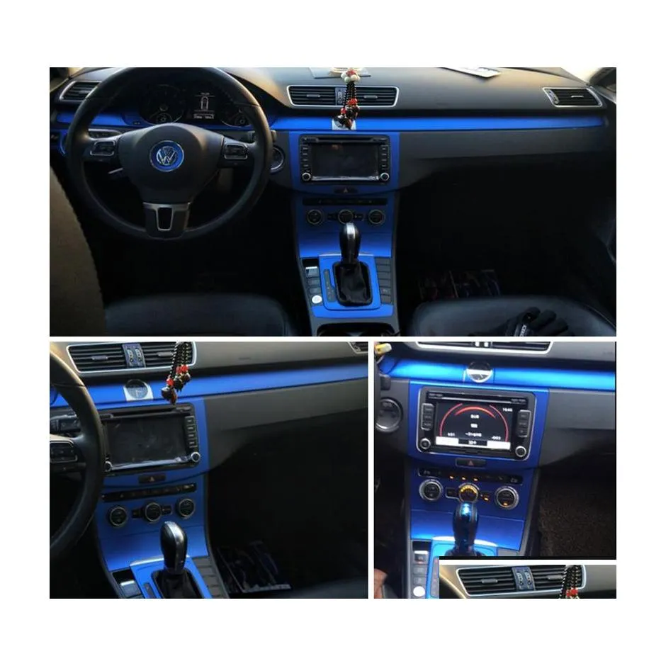 Adesivi per auto per Vw Cc / Passat B7 Pannello di controllo centrale interno Maniglia per porta 5D Decalcomanie in fibra di carbonio Styling Accessorie Drop Delivery Dhxsn