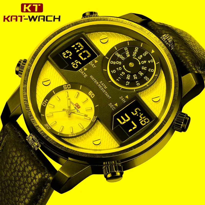 Polshorloges Kat-Wach Heren Business Watches Chronograph Analog Quartz Watch Date Luminous Hands Waterdichte siliconen rubberen band pols