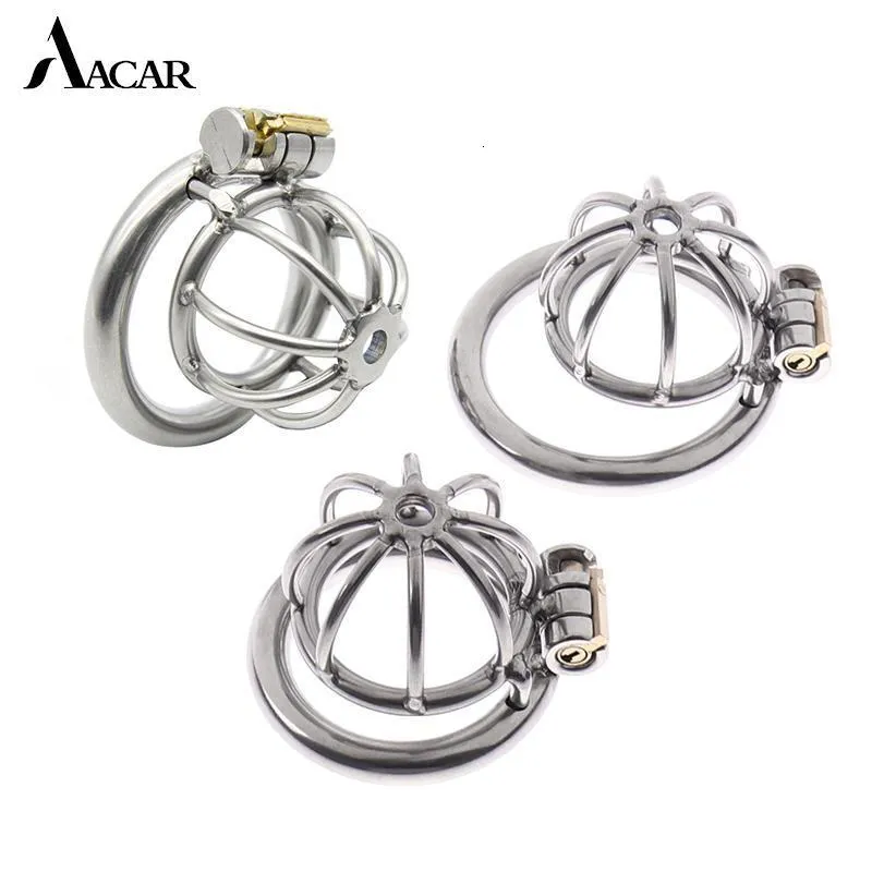 Nail Art Equipment 3Sizes 40/45/50mm Restraint Spiked-ring With Lock Stainless Steel Metal Male Chastity Cage Device 230221