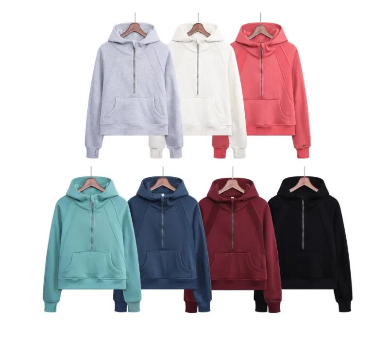 LU-01 ملابس اليوغا من النوع الثقيل هوديز Half zip Hoody Leisure Sweater Sweater Gym Gyme Gyme Tops Tops Pitness Sourd