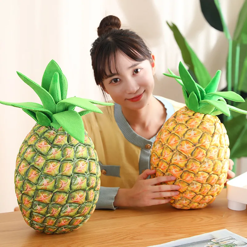 Simulatie Giant mooie pluche ananas speelgoed kussen zacht gevulde fruitpoppen baby begeleiding peluche mooi verjaardagscadeau 48 cm la535