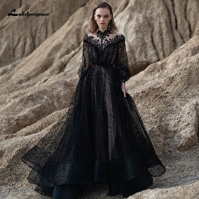 Party Dresses Bohemia Black Gothic Wedding Lace Country Bridal Gown Ruffles  Ankle-Length Chiffon from Dhgate Urban Sexy Dresses - price 311.44