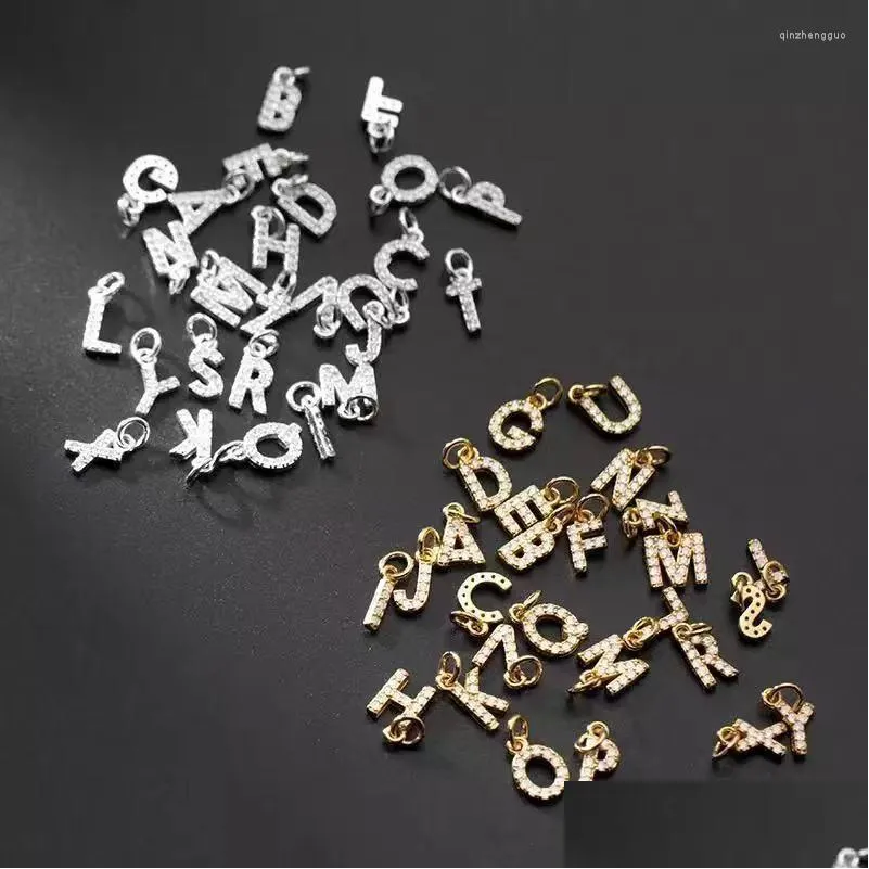 Charms Solid 925 Sterling Sier Beads Charm Pendant Letter AZ 26 Halsband smycken Presenttillverkare Partihandel Drop Delivery Dh8nb