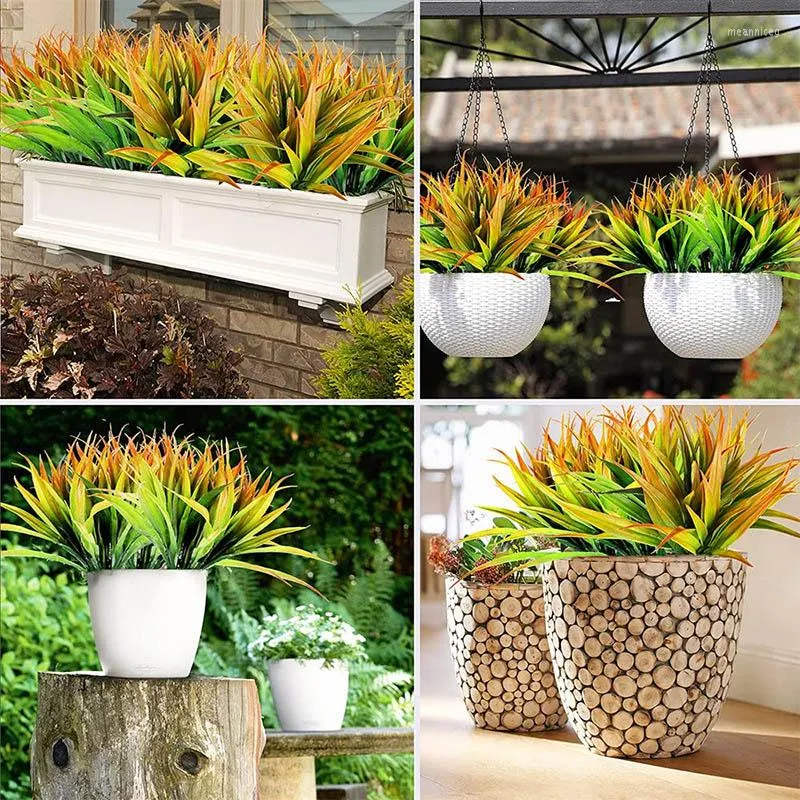 Decorative Flowers 1/3/6pcs Fake Big Sprin Grass Artificial Plastic Plants For Vases Flower Pots Desk House Doorway Wall Hanging Basket