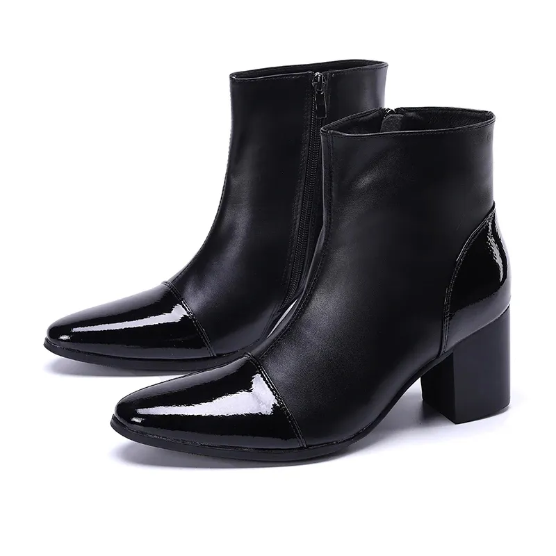 Mens black cheap pointed boots