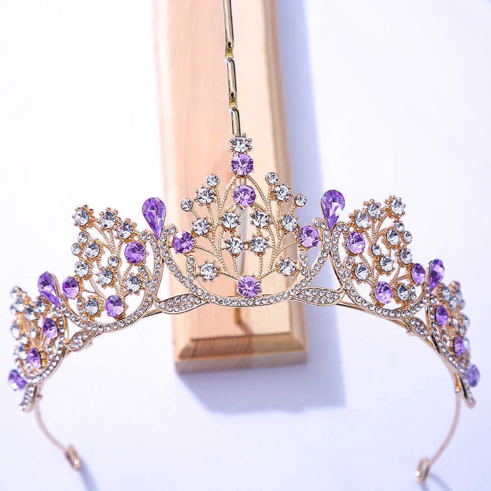 Tiaras Crystal Rhinestone Tiaras och Crowns Bridal Wedding Hair Accessories Silver Color Gold Women Fashion Head Jewelry Diadems Z0220