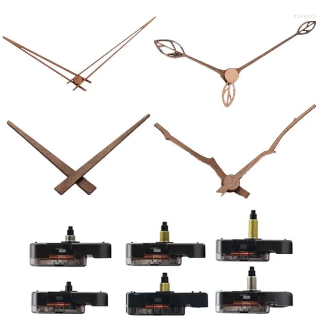 Wall Clocks 90sets Quartz Clock Movement Walnut Wooden Hands Kit Spindle Step Mechanism Shaft Classic Watch Repair Replacement Home