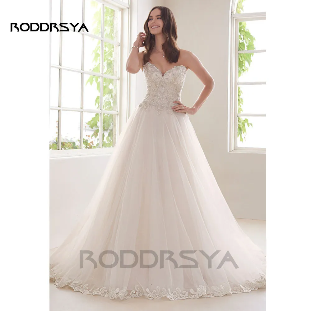 Vestidos De fiesta RODDRSYA, vestido De novia bohemio De lujo para 2023, escote corazón, sin mangas, hombros descubiertos, vestido De novia con botón, bata De 230221