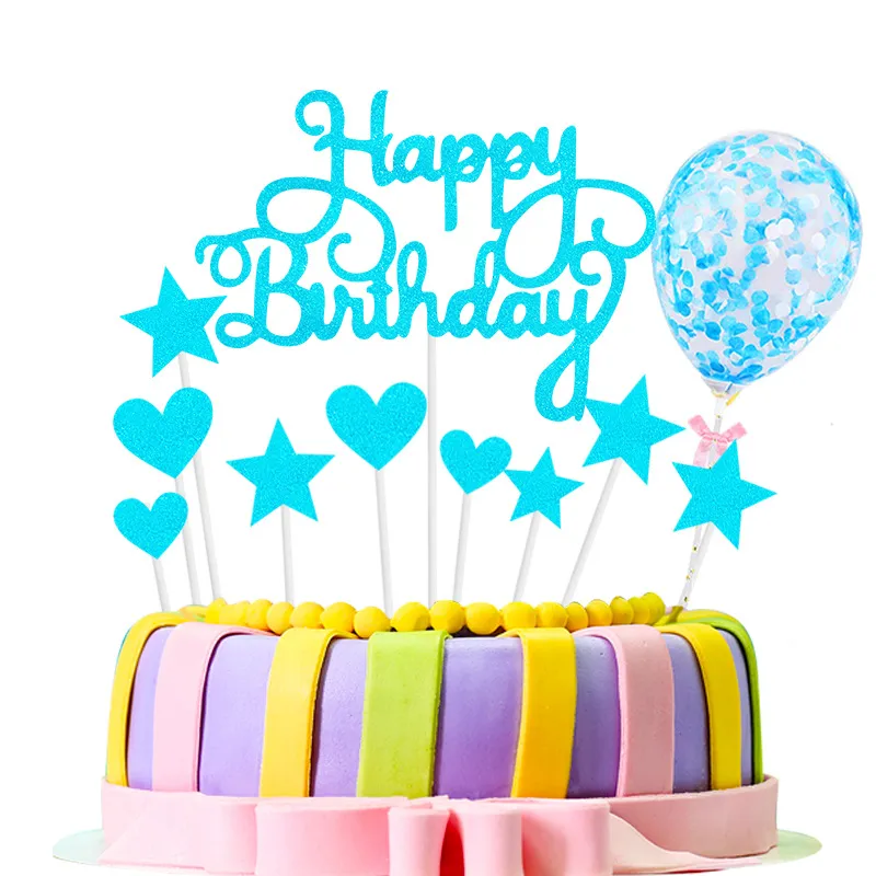 Lotsdonxia Decorazioni Per Torta Di Compleanno - Striscione Glitterato Dorato Con Stelle - 2 Pezzi, Rosa