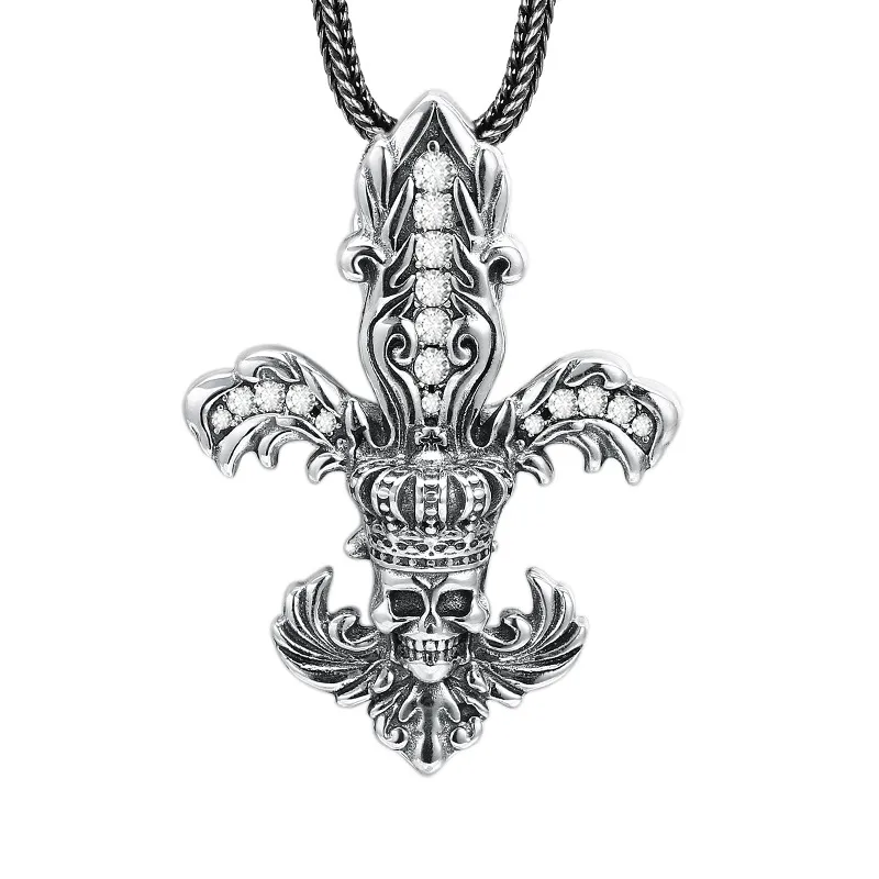 Skull Anchor Pendant Necklaces 925 Sterling Silver Ball chain Vintage Gothic Punk Hip-hop fashion Timeless Jewelry Accessories Gifts for men women 50 55 60 65 cm