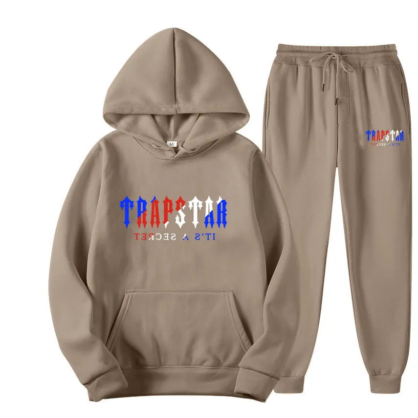 مصمم هوديي trapstar رياضية العلامة التجارية المطبوعة ملابس رياضية الرجال الشتاء الملابس الدافئة قطعتين مجموعة فضفاض هوديي البلوز السراويل الركض