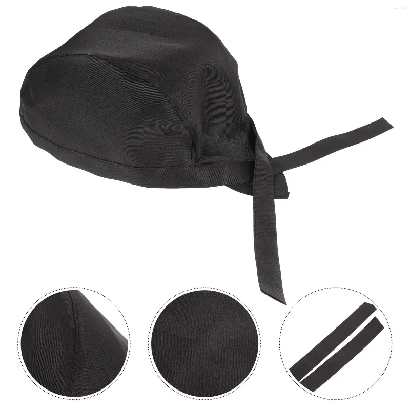 Curtain Hat Chef czapki czapki mężczyźni gotowanie turban kuchnia catering damskie czapki czapki zarośla serwer Baker Black Pirate unisex wstążka kucharza