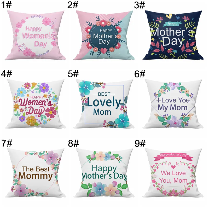Happy Mother's Day Throw Pillow Cover 40x40cm - I Love Mom Cushion Case ...