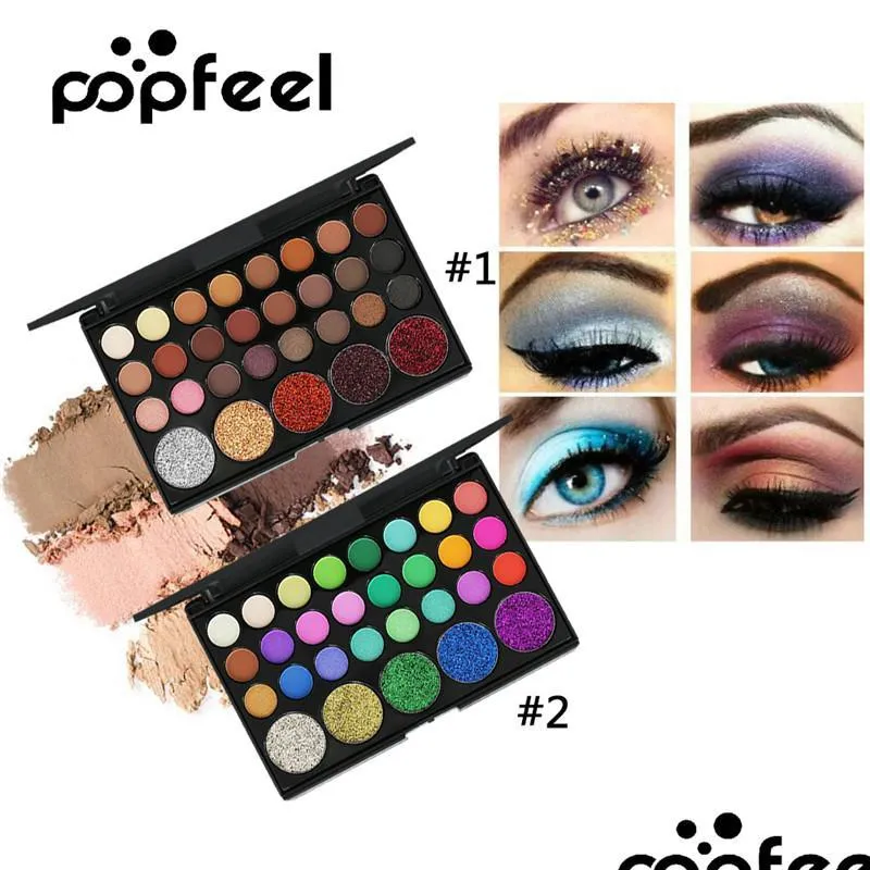 Eye Shadow PopFeel 29 F￤rger Eyeshadow Palette Matte Sequin Diamond Glitter Portable Beauty Essentials Universal Make Up Makeup Drop DHA5S
