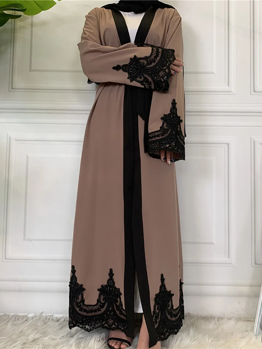 Ramadan Lace Lace Cardigans for Dresses: Elegant Maxi Robe Abaya Kimono for Muslim Women in The Middle Eastern