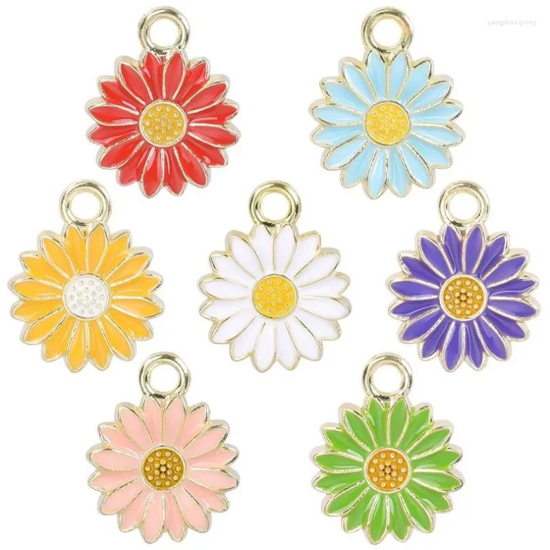 Breloques chrysanthème fleur breloque émail bricolage pendentif collier pour femmes bijoux accessoires décoration classique