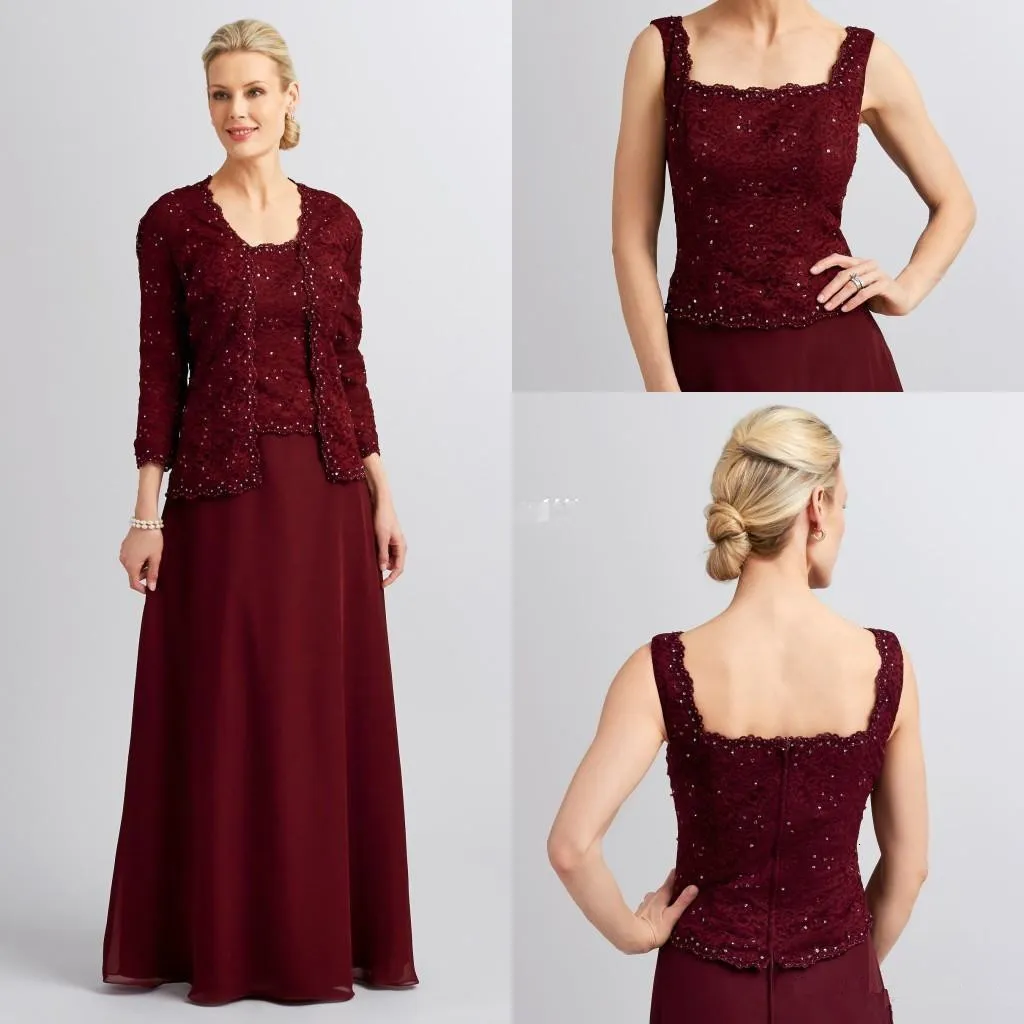 Lässige Kleider im Vintage-Stil für die Brautmutter mit Dreiviertelärmeln, Jacke, langes Hochzeitsgast-Partykleid 230221