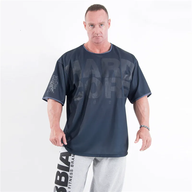 Camisetas de hombre de malla suelta transpirable Gyms Sport T Casual de manga corta para correr entrenamiento camisetas Fitness Top ropa 230220