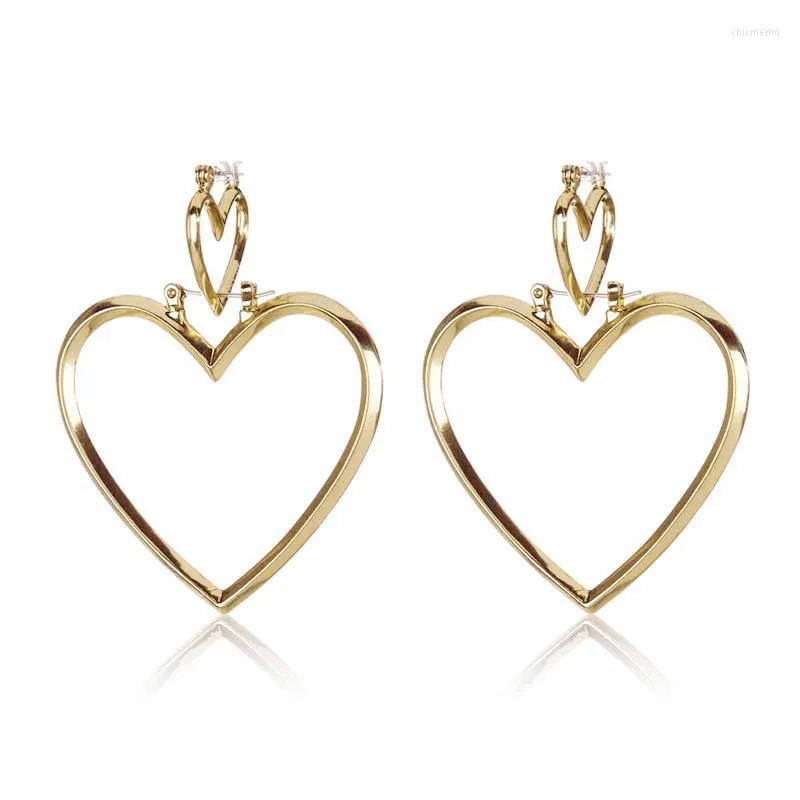 Dos boucles d'oreilles mode grand petit évider coeur pendentif charmant femmes fête de mariage bijoux accessoires romantique saint valentin cadeau