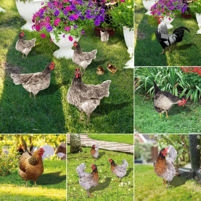 Trädgårdsdekorationer användbar kycklingstaty Intressant livlig färg Lätt utomhusgård Akrylstruta prydnad