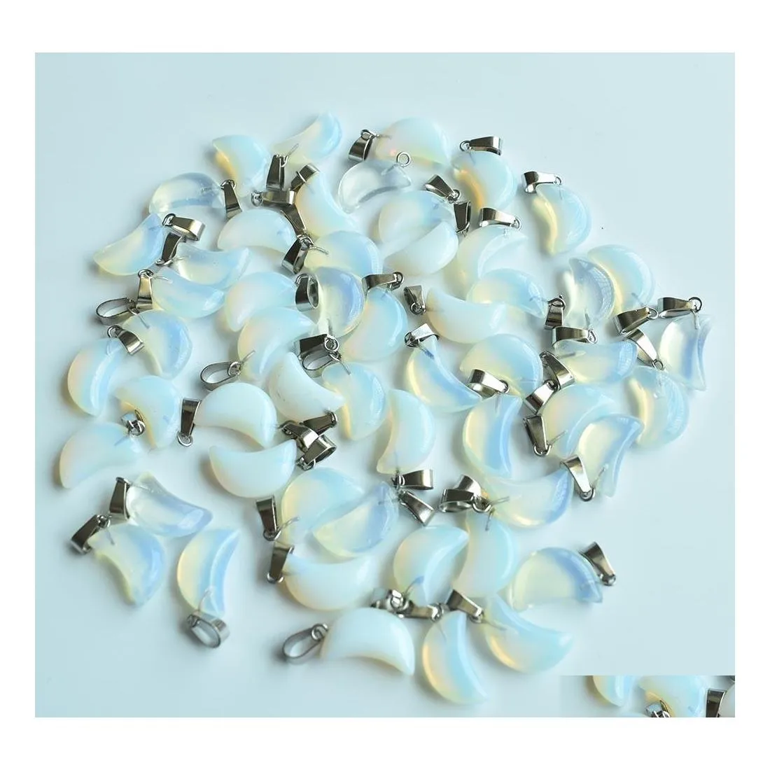 Charms Natural Stone Opal Crescent Moon Shape Pendants For Jewelry Making Diy Earrings Necklace Drop Delivery Findings Components Dhqez