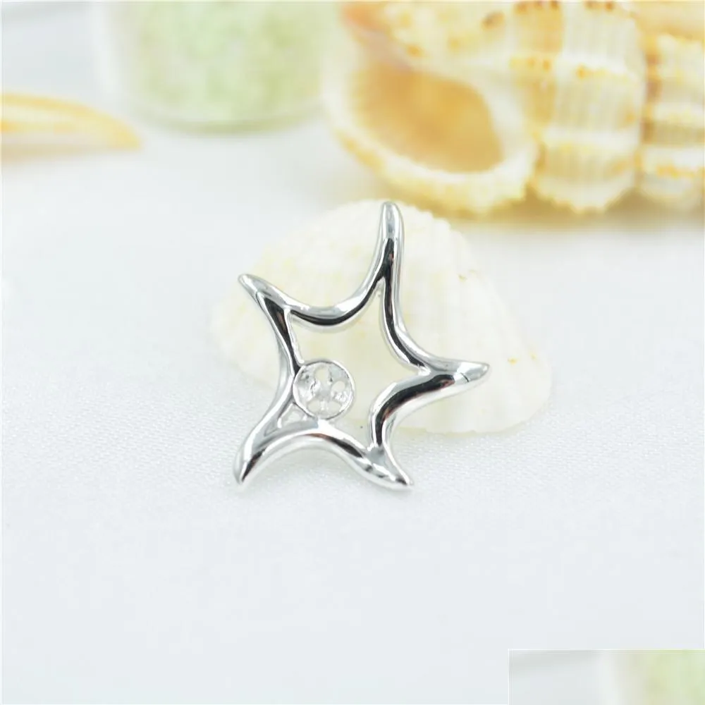 إعدادات المجوهرات النسخة الكورية من قلادة اللؤلؤ العصرية الجديدة S925 Pure Sier Cute Starfish قلادة Mount Fac Dh6bs