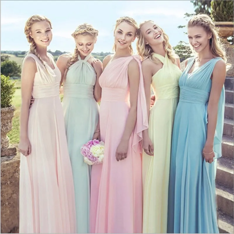 Abiti per feste Candy Color Elegent Long Chiffon Aline Bridesmaid Vestitido da Dama de Honra Abito da festa per feste Plus size personalizza 230221