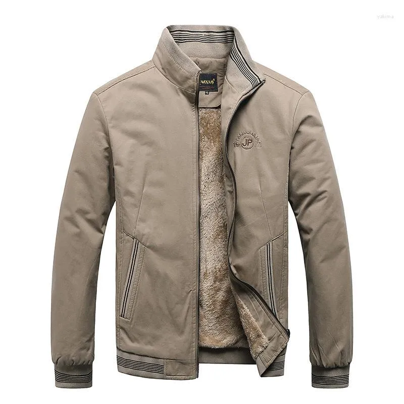 Men's Jackets Winter 2023 Men's Thick Fleece Jacket Army Green Khaki Casual Warm Cotton Coat For Male 5XL