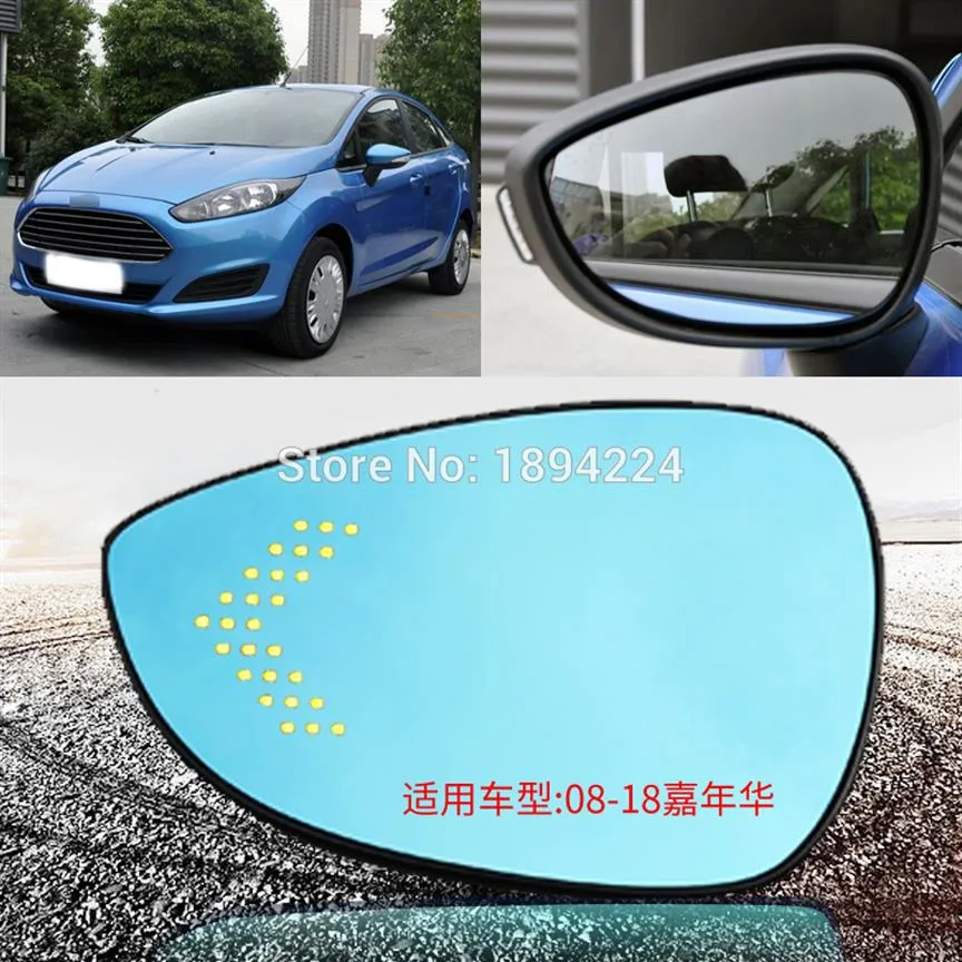 For Ford Fiesta 2008-20108 Car Rearview Mirror Wide Angle Blue Mirror Arrow LED Turning Signal Lights3177