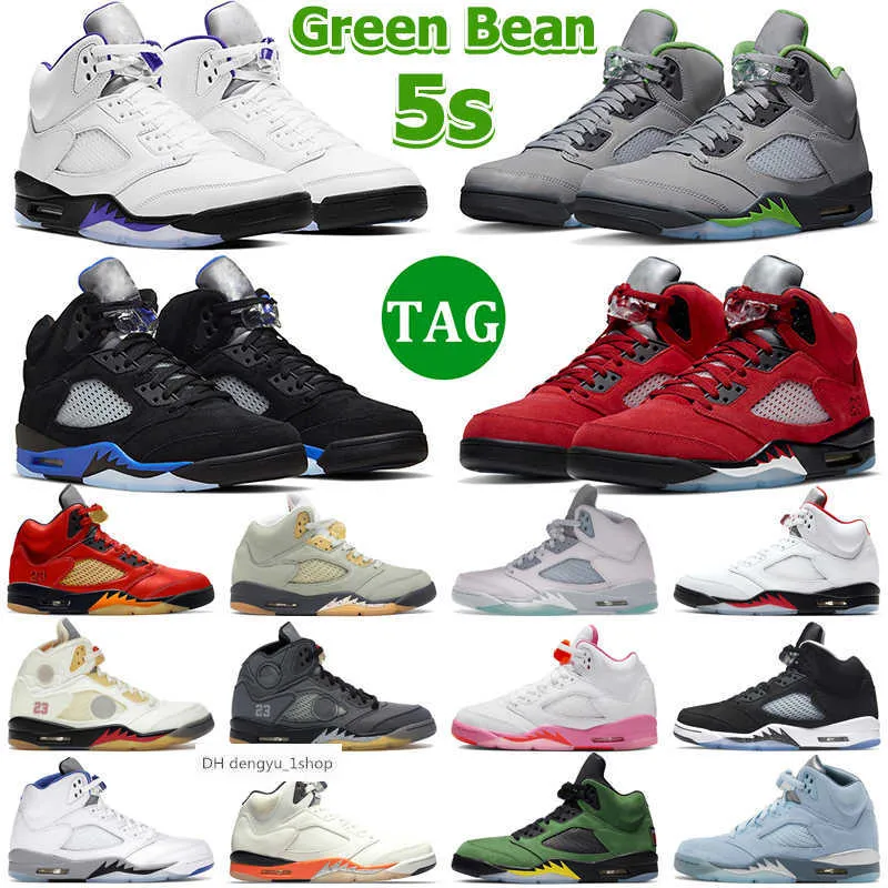 Jumpman 5 Retro Basketball Shoes Men 5s Green Bean Dark Concord Racer ...